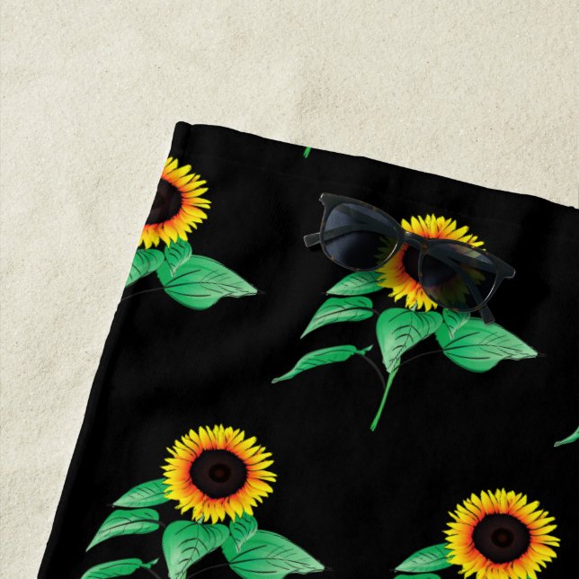 Yellow Sunflowers Beach Towel - Choose Colour (In Situ)