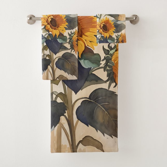 Yellow Sunflowers Bouquet Bath Towel Set (Insitu)