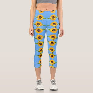 Yellow Sunflowers Capri Leggings