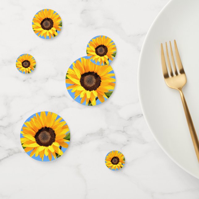 Yellow Sunflowers Confetti Blue Sky (Group)