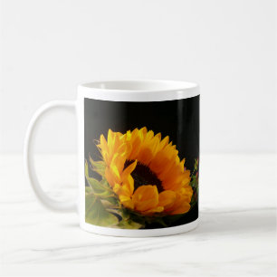 Yellow Sunflowers Dark Background Coffee Mug