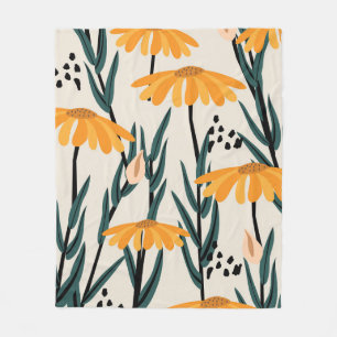 Yellow sunflowers fleece blanket