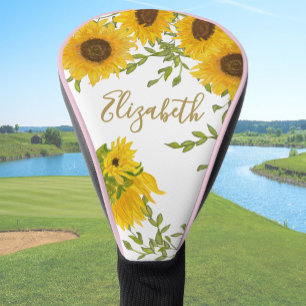 Yellow Sunflowers Floral custom name ladies Golf Head Cover