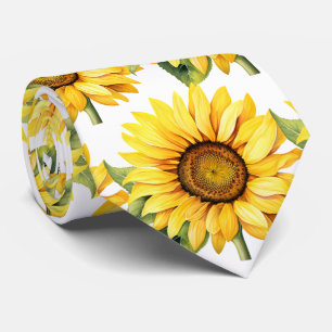 Yellow Sunflowers Floral Flower Faux Silk Neck Tie