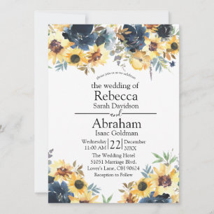 Yellow Sunflowers Floral Flowers Wedding Invitatio Invitation