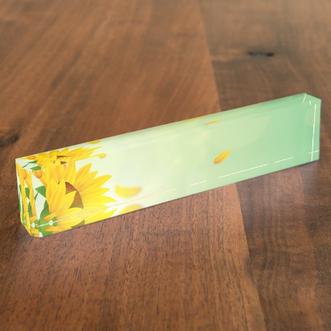 Yellow Sunflowers Flowers Spring Floral Beautiful Nameplate (Side)