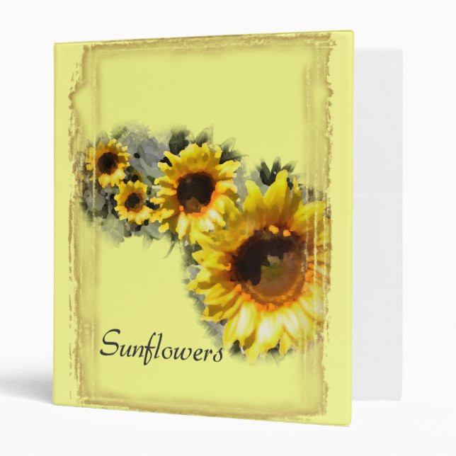 Yellow Sunflowers in a Row Binder (Front/Inside)