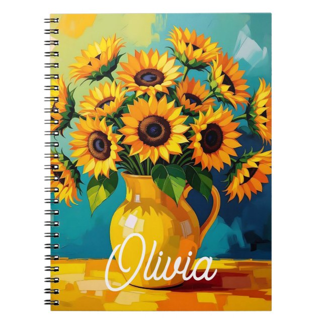 Yellow Sunflowers  in a Yellow Vase Personalized  Notebook (Front)