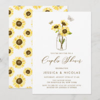 Yellow Sunflowers in Mason Jar Couples Shower