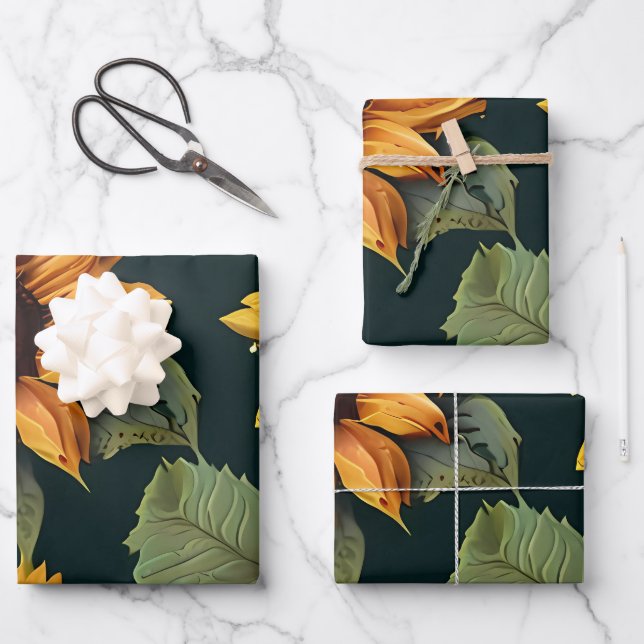 Yellow Sunflowers large print Wrapping Paper Sheet (Front)