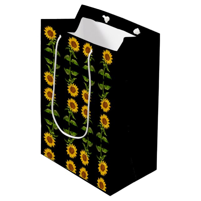 Yellow sunflowers medium gift bag (Front Angled)