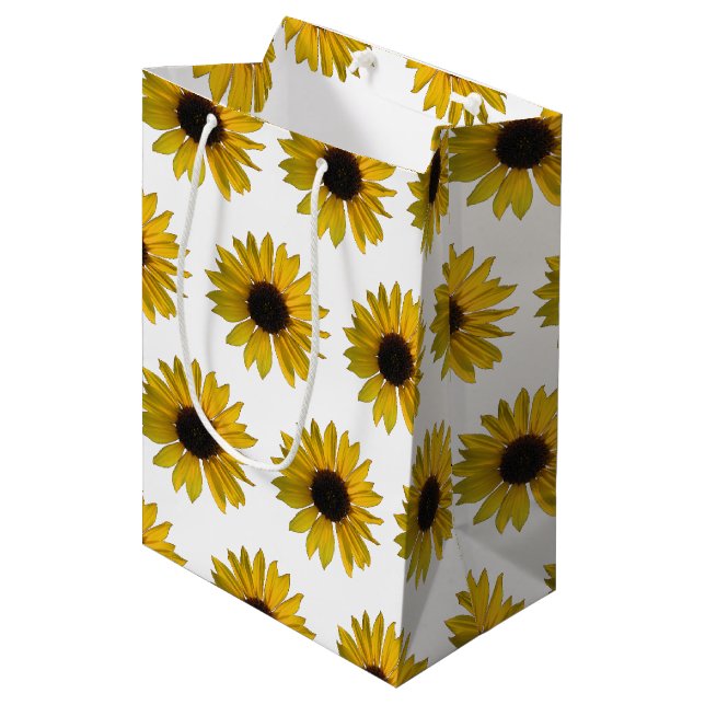 Yellow Sunflowers Medium Gift Bag (Front Angled)