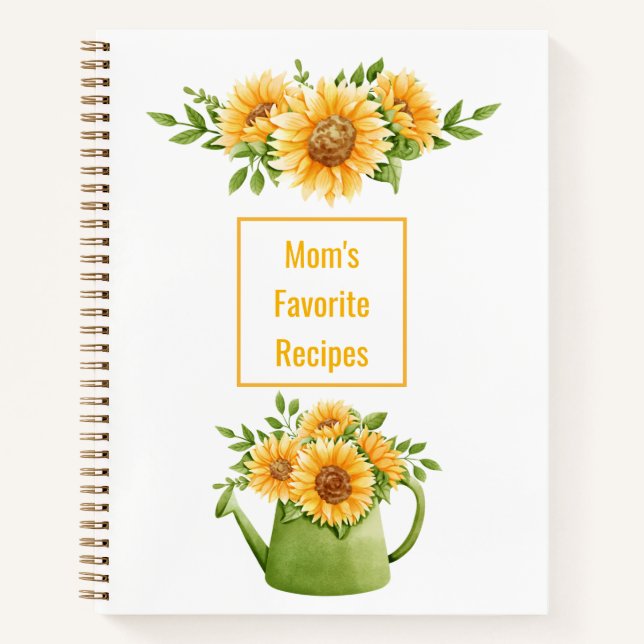 Yellow Sunflowers Mom's Favourite Recipes Notebook (Front)