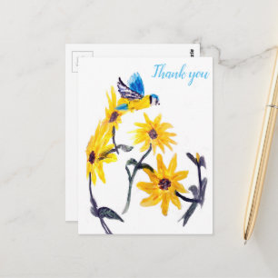 Yellow Sunflowers Nature Thank You Floral Postcard