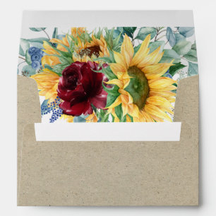 Yellow Sunflowers on Kraft Background with Address Envelope