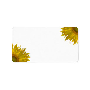 Yellow Sunflowers on White Label