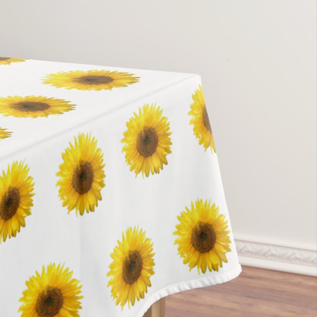 Yellow Sunflowers on White Tablecloth (In Situ)