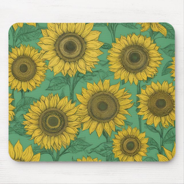 Yellow sunflowers pattern mouse pad (Front)