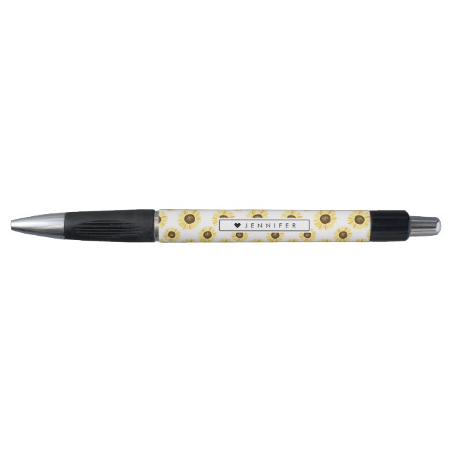 Yellow Sunflowers Pattern Personalized Pen (Front)