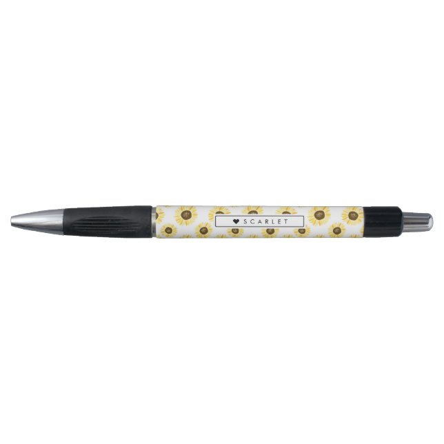 Yellow Sunflowers Pattern Personalized Pen (Front)