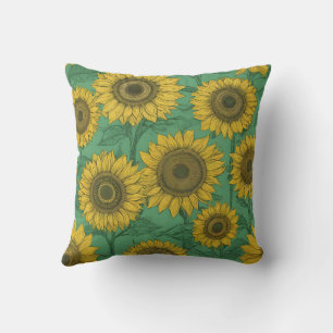 Yellow sunflowers pattern throw pillow