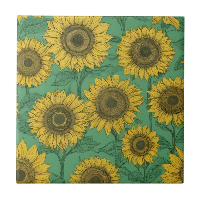 Yellow sunflowers pattern tile (Front)