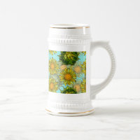 Yellow Sunflowers Pattern with Foliage and Buds