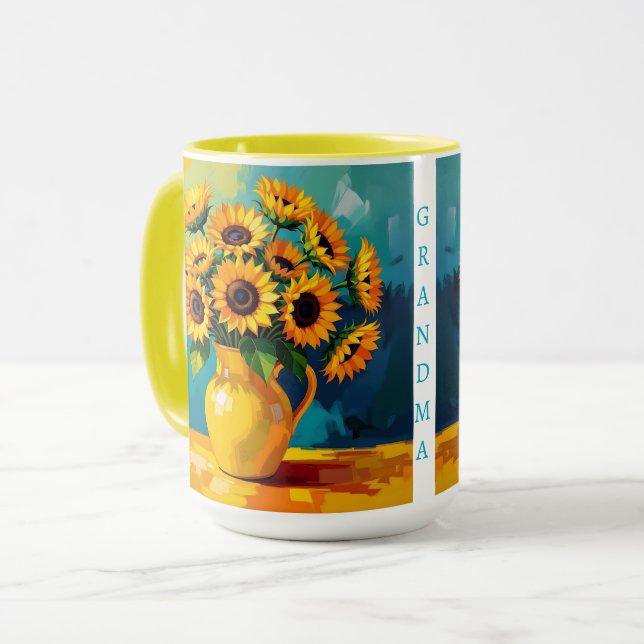 Yellow Sunflowers Personalized Mug (Front Left)
