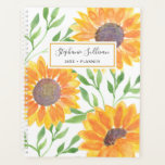 Yellow Sunflowers Personalized Planner<br><div class="desc">Sunflowers bring joy! 
So enjoy planning your year with this bright sunny yellow sunflower pattern planner.
The yellow watercolor sunflowers and green leaves are on a white background 
and you can customize this planner with your name and the year.
Original Watercolor © Michele Davies.</div>