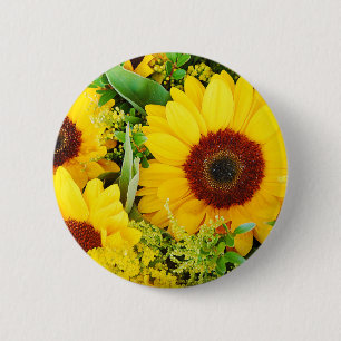 Yellow sunflowers print 2 inch round button