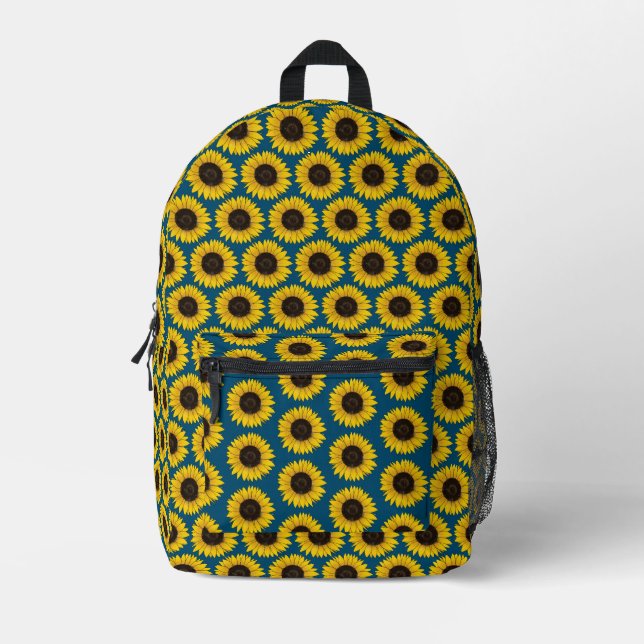 yellow sunflowers printed backpack (Front)