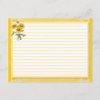 Yellow Sunflowers Recipe Cards