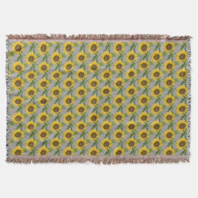 Yellow sunflowers throw blanket (Front)