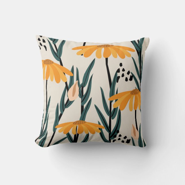 Yellow sunflowers throw pillow (Front)