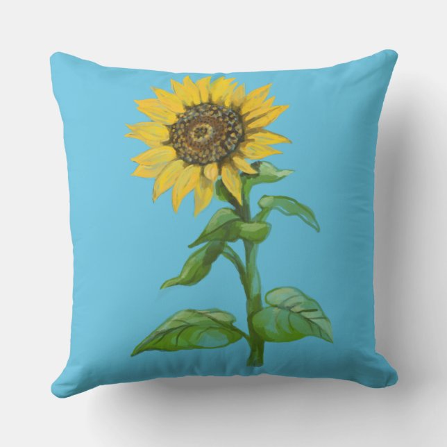 Yellow sunflowers throw pillow (Back)