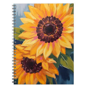 Yellow Sunflowers Watercolor Floral Painting Notebook
