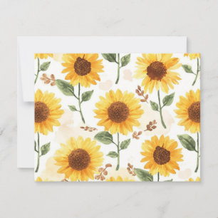 Yellow Sunflowers Watercolor Floral Whimsical Card