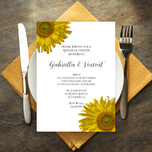Yellow Sunflowers Wedding Rehearsal Dinner Invite