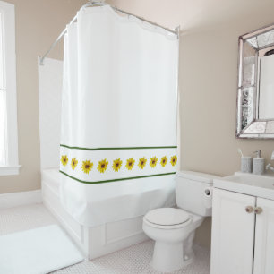 Yellow Sunflowers with Green Borders on White