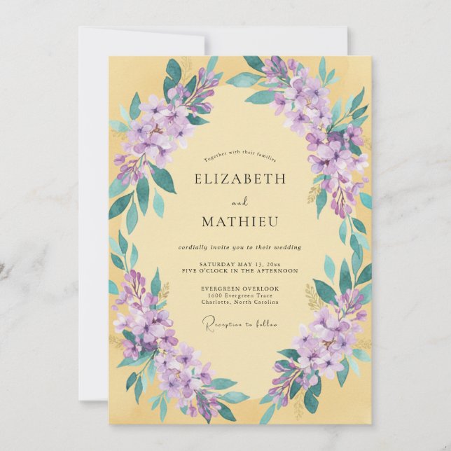 Yellow Sunny Botanical Wedding Invitation (Front)