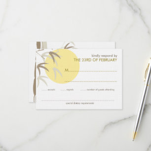 Yellow Sunrise Bamboo Zen Oriental RSVP Card