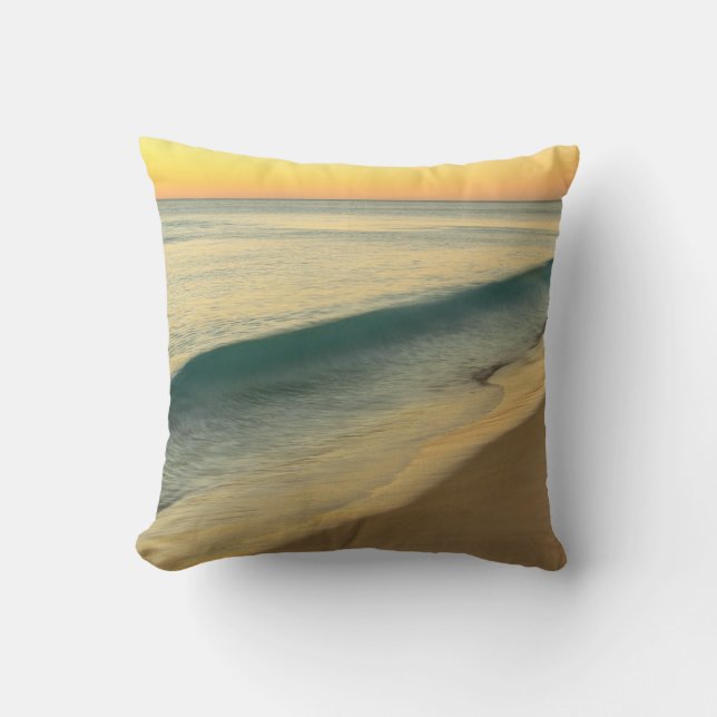 Yellow Sunset at the Beach Acrylic Artwork | Throw Pillow (Front)