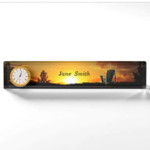 Yellow Sunset Grassy Meadow Desk Nameplate