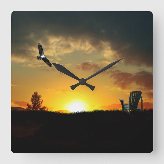 Yellow Sunset Grassy Meadow Wall Clock (Front)