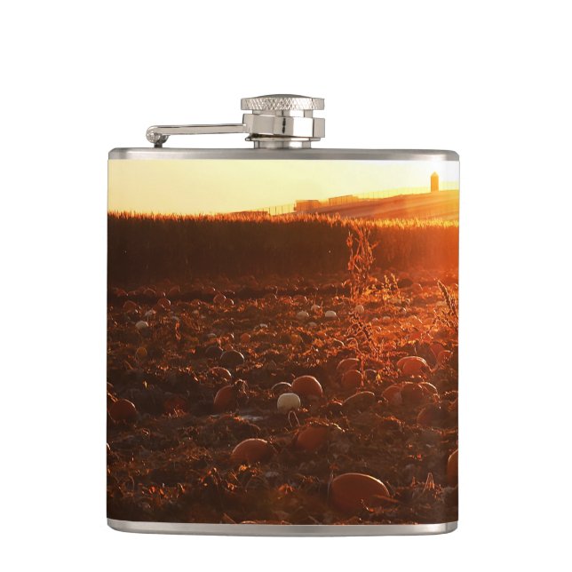 Yellow Sunset Pumpkin Patch  Hip Flask (Front)