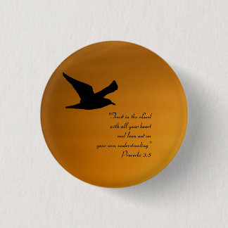Yellow Sunset Sky Bird in Flight Faith Bible Verse 1 Inch Round Button