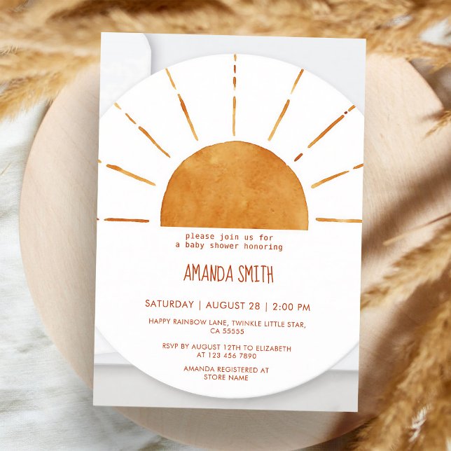 Yellow Sunshine Boho Baby Shower Invitation (Creator Uploaded)