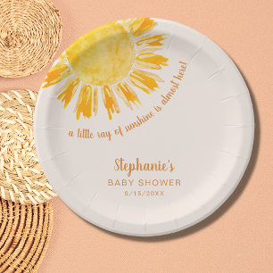 Yellow Sunshine Boho Baby Shower Paper Plate