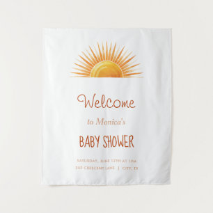 Yellow Sunshine Retro Watercolor Baby Shower Tapestry
