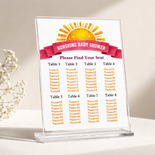 Yellow Sunshine Seating Chart For Baby Girl Shower
